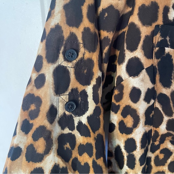 Express Leopard Print Portofino Women’s Button Down Long Sleeve Blouse - Picture 8 of 12